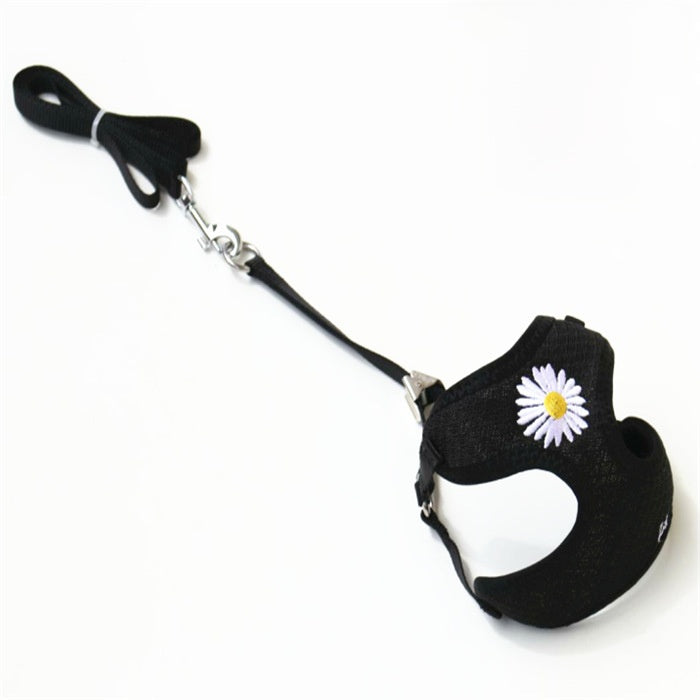 Embroidered mesh pet harness and lead set in 7 colour options