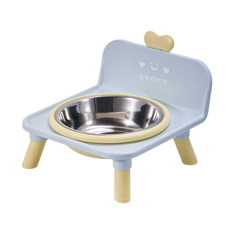 Anti-Spill Square Ceramic Pet Bowl with Raised Stand in Four Light Colours