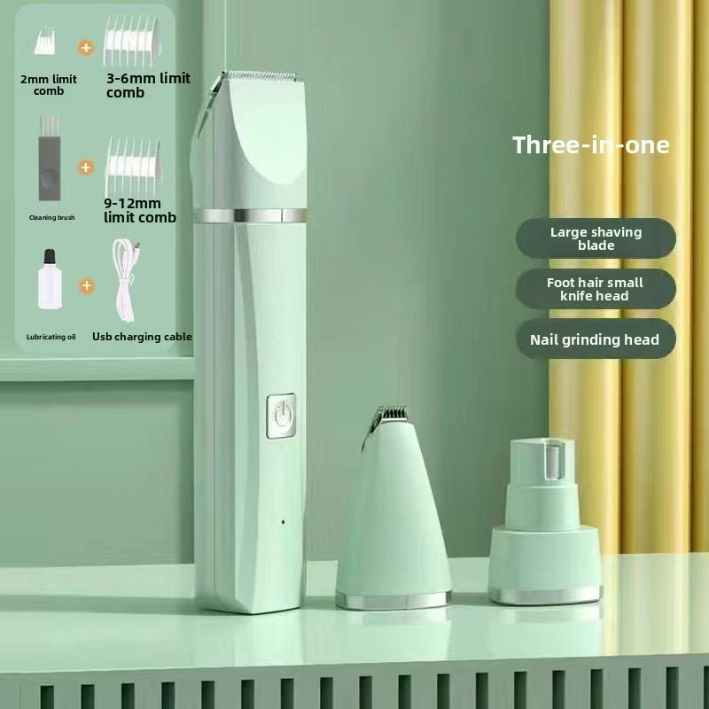 Compact Pet Hair Clipper with Interchangeable Blades, Quiet Trimmer
