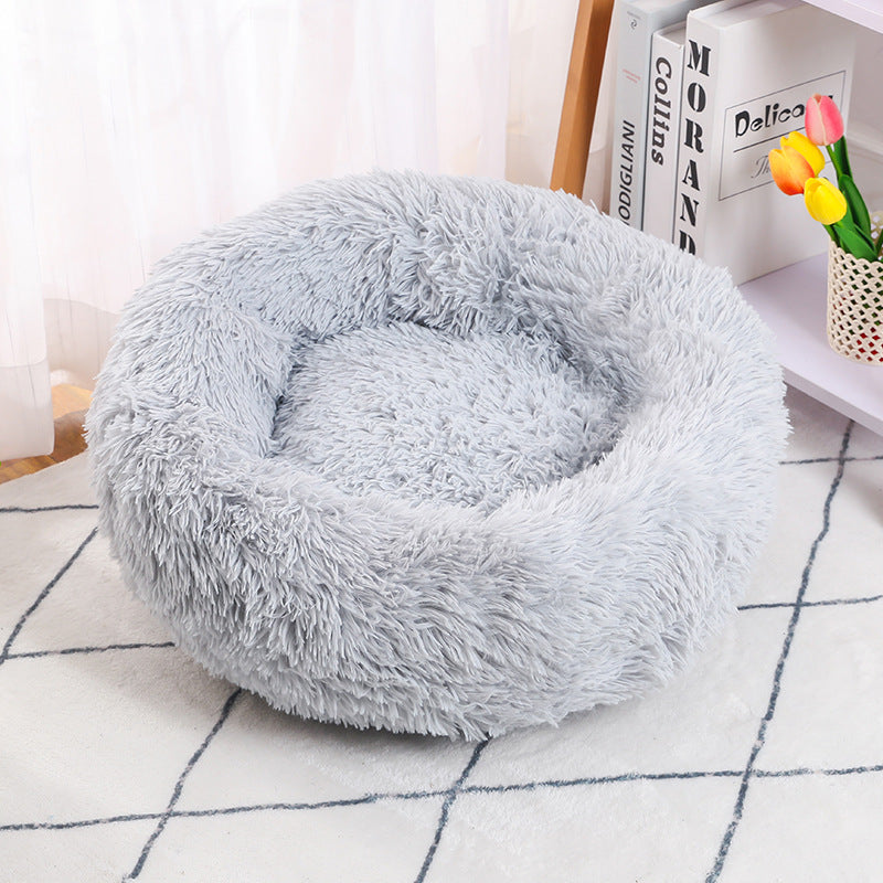 Round long plush pet nest for cats and dogs, view 6