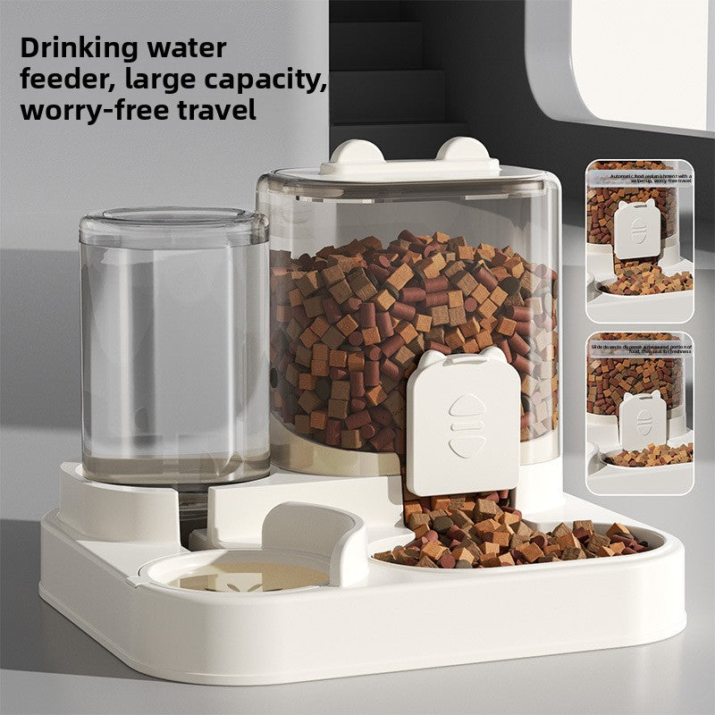 Transparent Automatic Cat Feeder Bowl with Water Dispenser in Cat Ear and Flat Top Styles