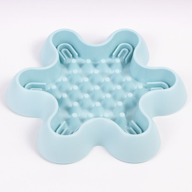 Pet Slow Feeder Bowl with Non-Slip Base in Square or Hexagonal Plum Blossom Shapes