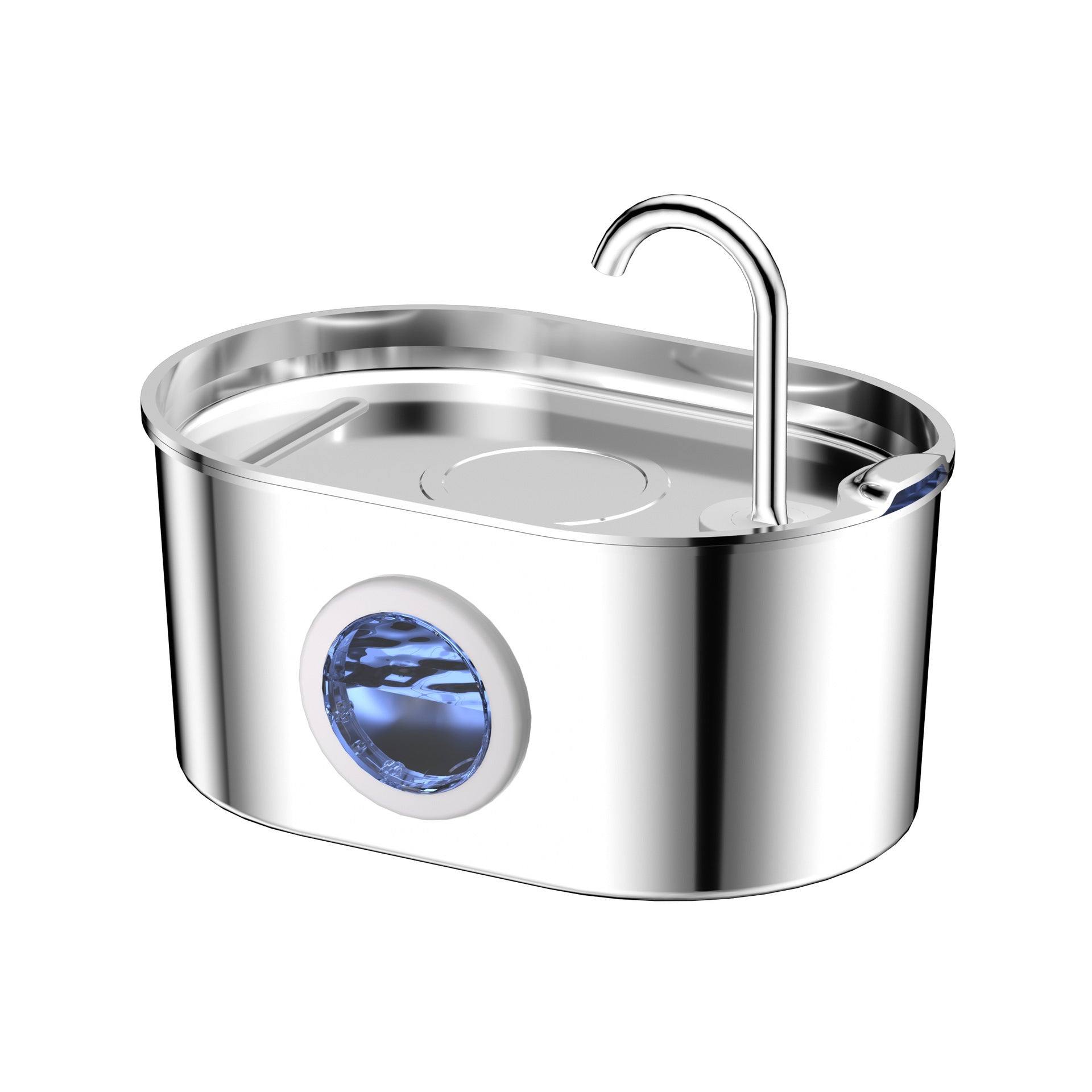 Stainless Steel Pet Water Fountain, 2.2L Capacity with Filters, Quiet USB Pump