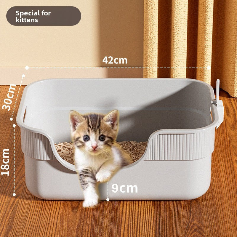 Extra Large Semi-Enclosed Cat Litter Box with Scoop, Thick PP