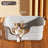 Extra Large Semi-Enclosed Cat Litter Box with Scoop, Thick PP