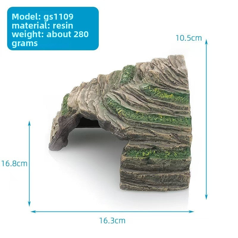 Resin rock turtle basking platform and reptile hide in Style BS1109