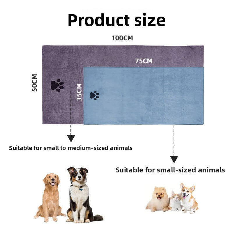 Quick-drying microfibre dog towel for bath time, alternative angle view