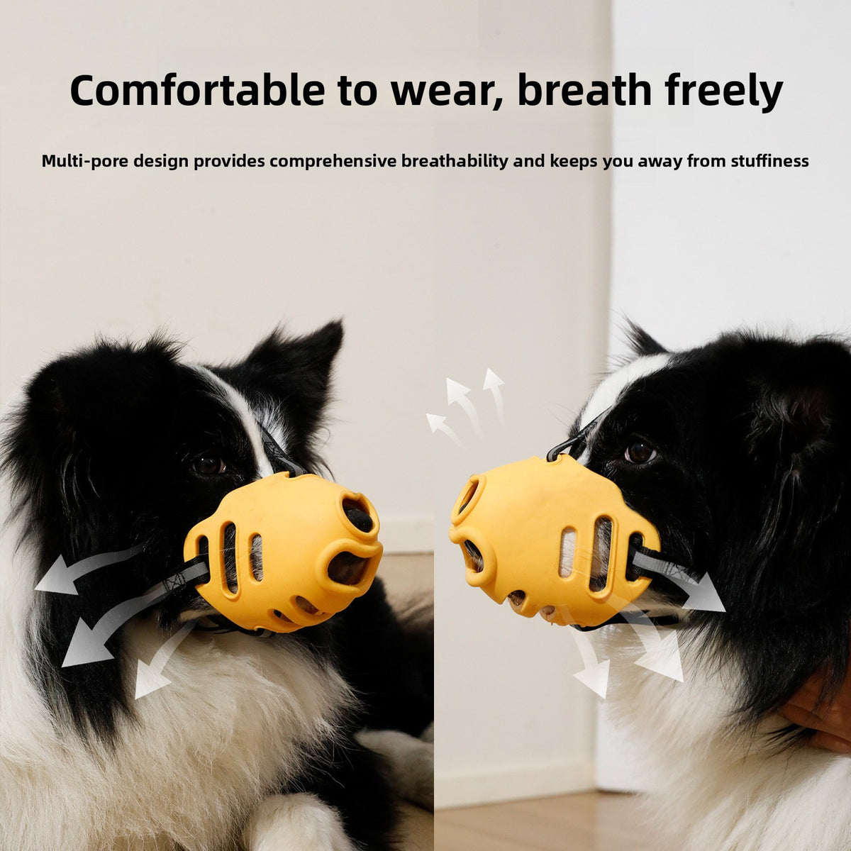Reflective dog muzzle with heart pattern and adjustable strap, product image 3