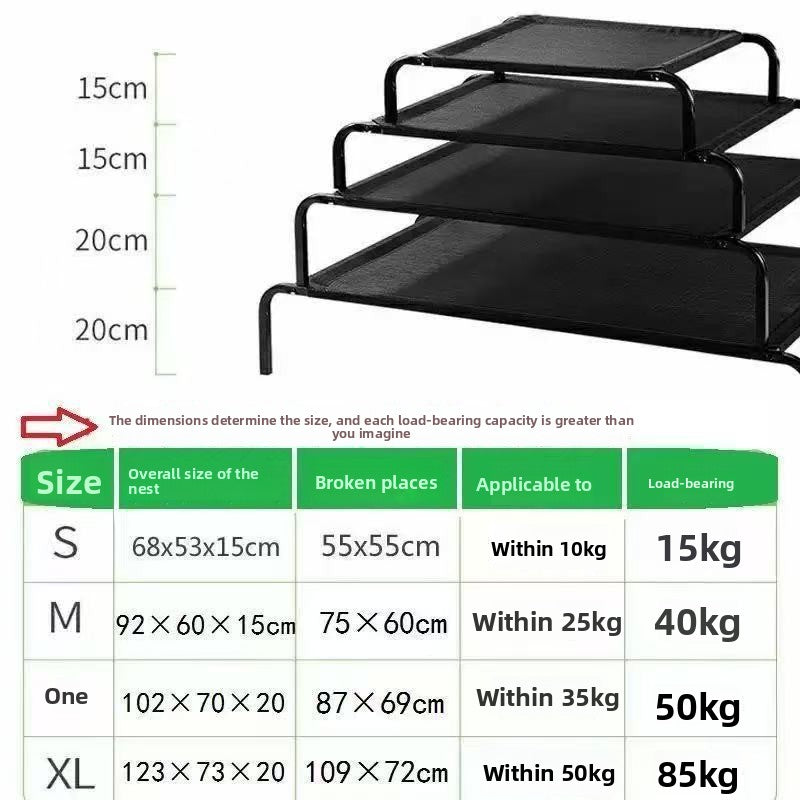 Elevated dog cot bed with removable washable cover, product overview photo