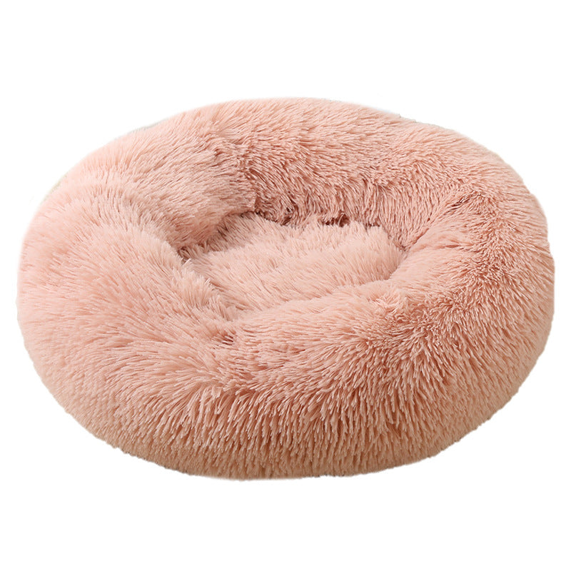 Light grey round deep sleep pet bed with soft plush, photo 46
