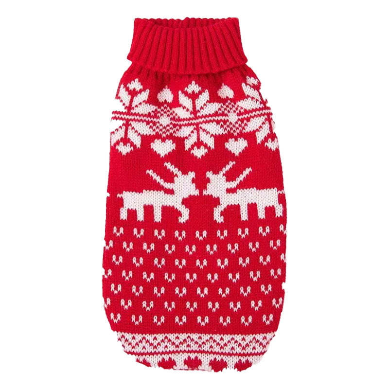 Christmas and Halloween knitted dog jumper in Three Baubles, close-up detail