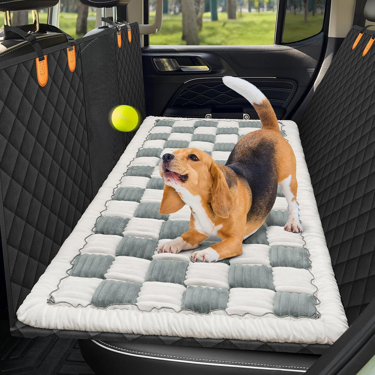 Plush checkerboard dog mat floor rug, photo 9 of 10