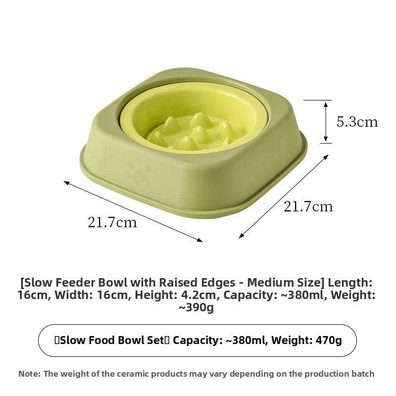 Ceramic Slow Feeder Pet Bowl with Removable Yogurt Box and Non-Slip Base in Seven Colours