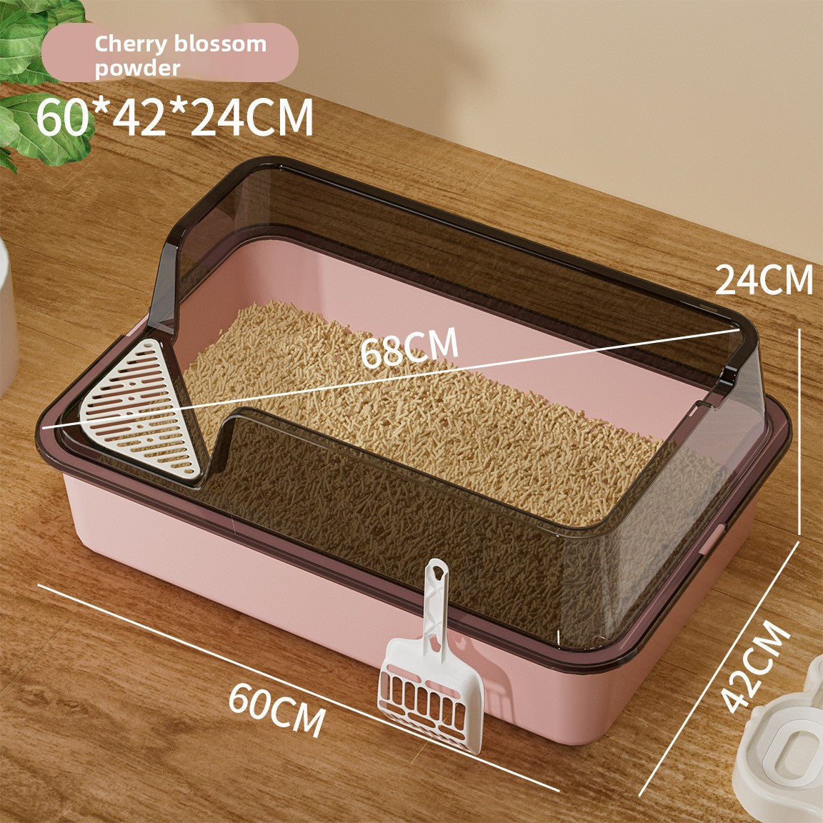 Extra Large Semi-Enclosed Cat Litter Box, High Sided Anti-Splash