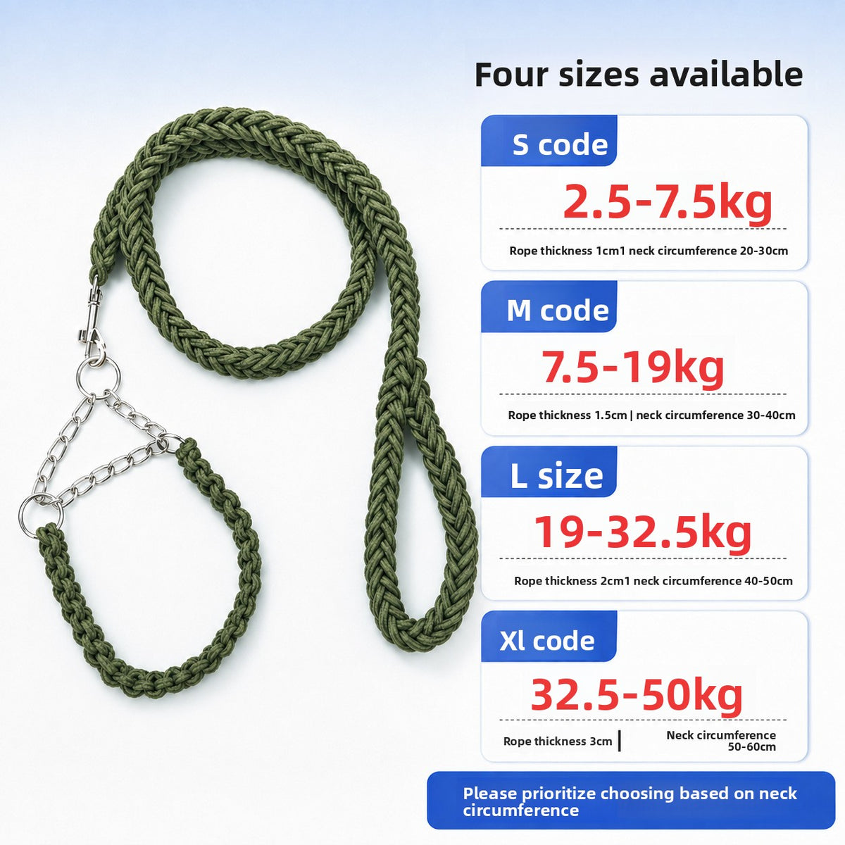 Braided nylon rope dog lead, available from Pet Royale UK