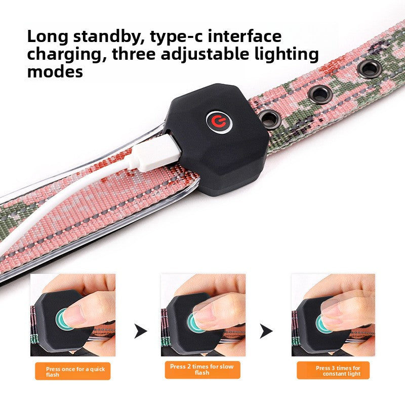 Rechargeable LED dog collar with reflective strip glowing, product image 3