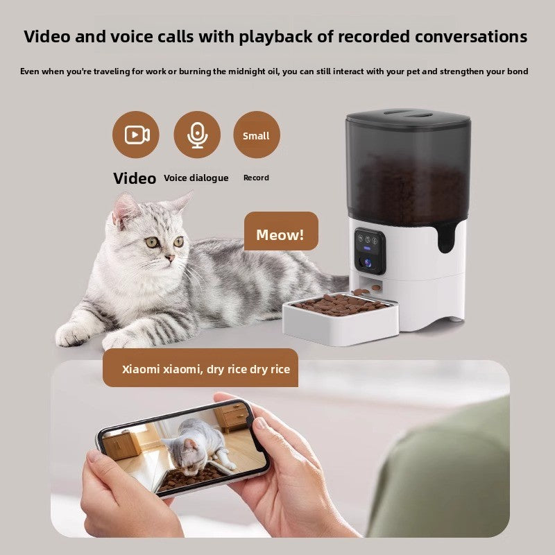 Smart Pet Feeder with 1080P HD Camera, Night Vision and App Control for Cats and Dogs