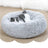 USB heated round pet bed in grey plush