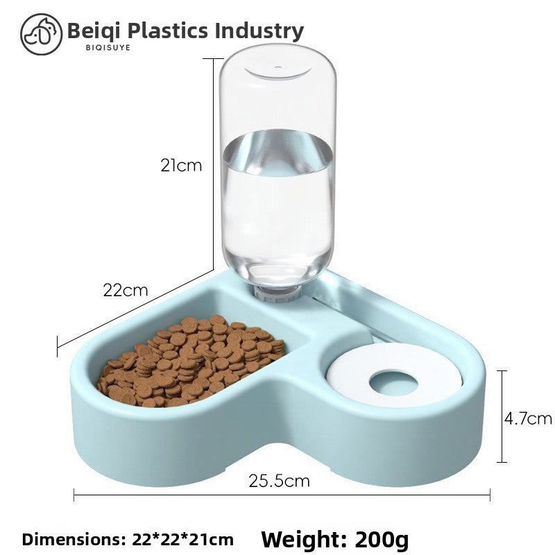 Automatic Pet Food and Water Dispenser with Gravity Feed, 2.3L Food and 1L Water Tank