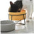 Raised glazed ceramic pet bowl on a stand in pastel yellow, view 1