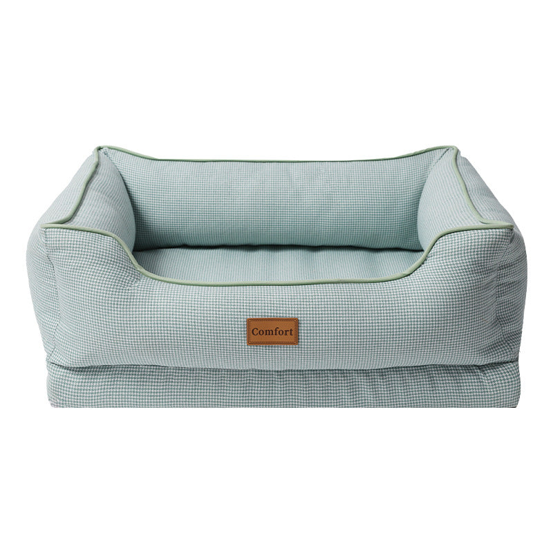 Pink linen pet bed for cats and small dogs