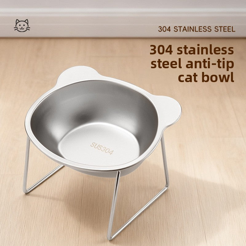 Elevated Double Dog Bowl in 304 Stainless Steel, Anti-Spill Non-Slip Feeder for Large Dogs