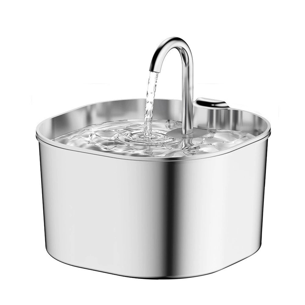 Stainless Steel Pet Water Fountain 2.2L with Activated Carbon Filter and USB Power