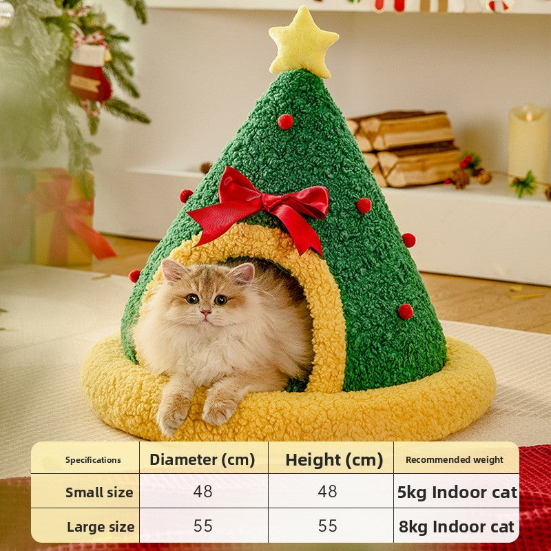 Festive Christmas cat bed with warm cotton filling, product image 11