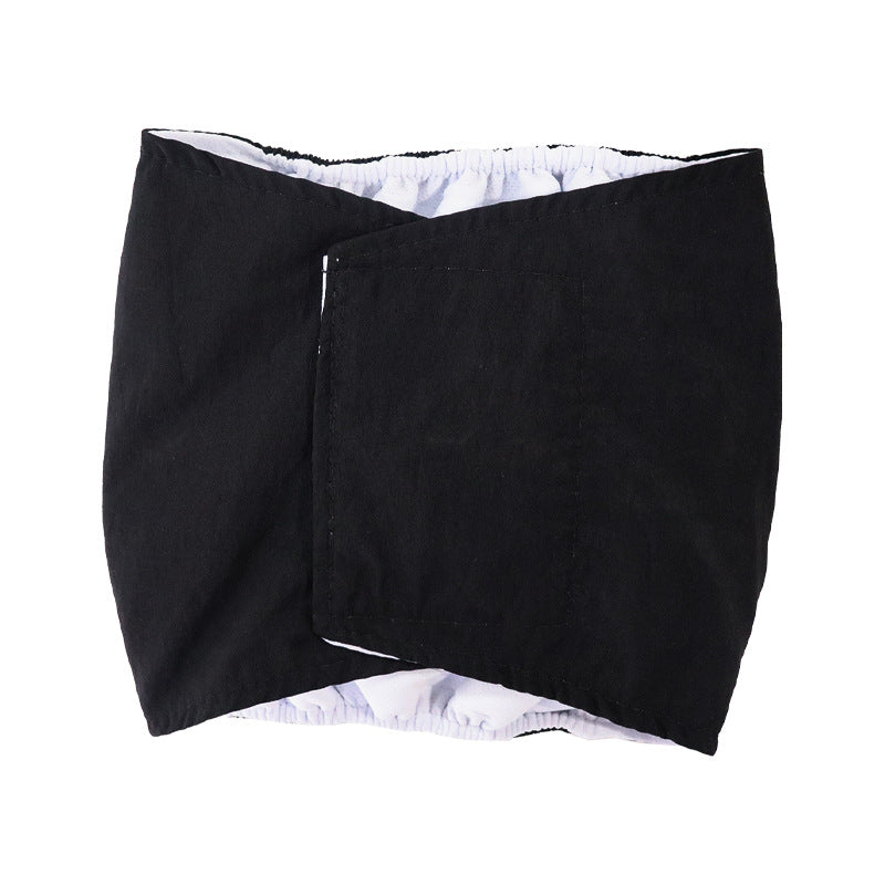 Reusable dog hygiene pants with hook and loop fastening in Female Black, top view