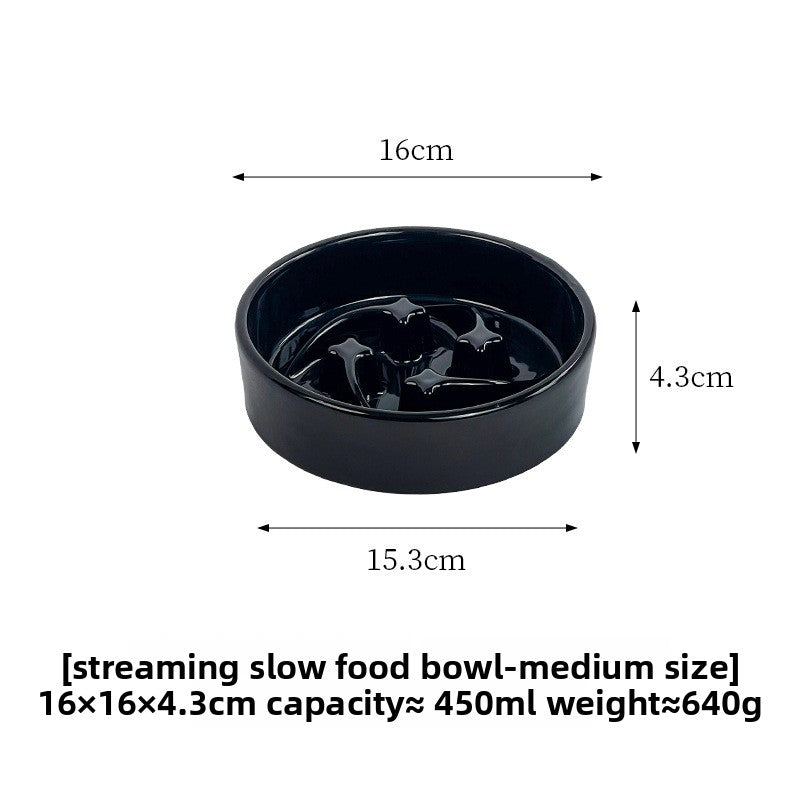 Meteor Shaped Ceramic Slow Feeder Pet Bowl in Small Medium or Large with Stable Base