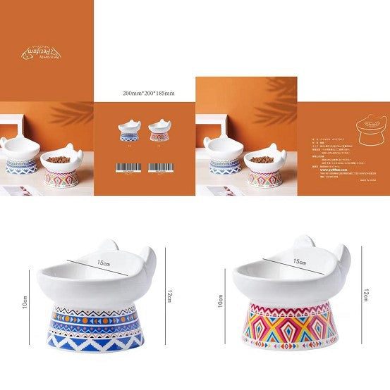 Ceramic Pet Bowl with Anti-Spill Design and Silicone Pad