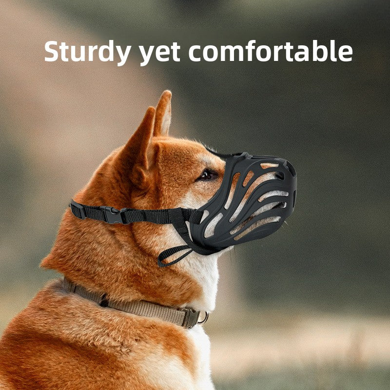 Soft silicone basket dog muzzle with straps, product image 2