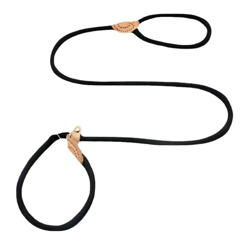 Braided nylon rope dog lead in red with metal clip