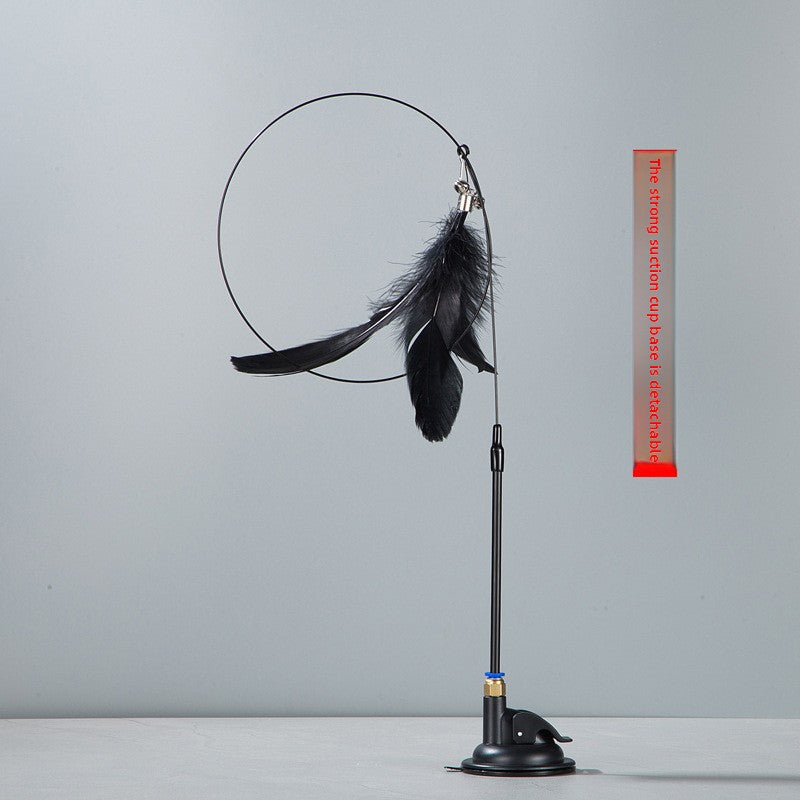 Black owl feather cat teaser with strong suction cup base - photo 9