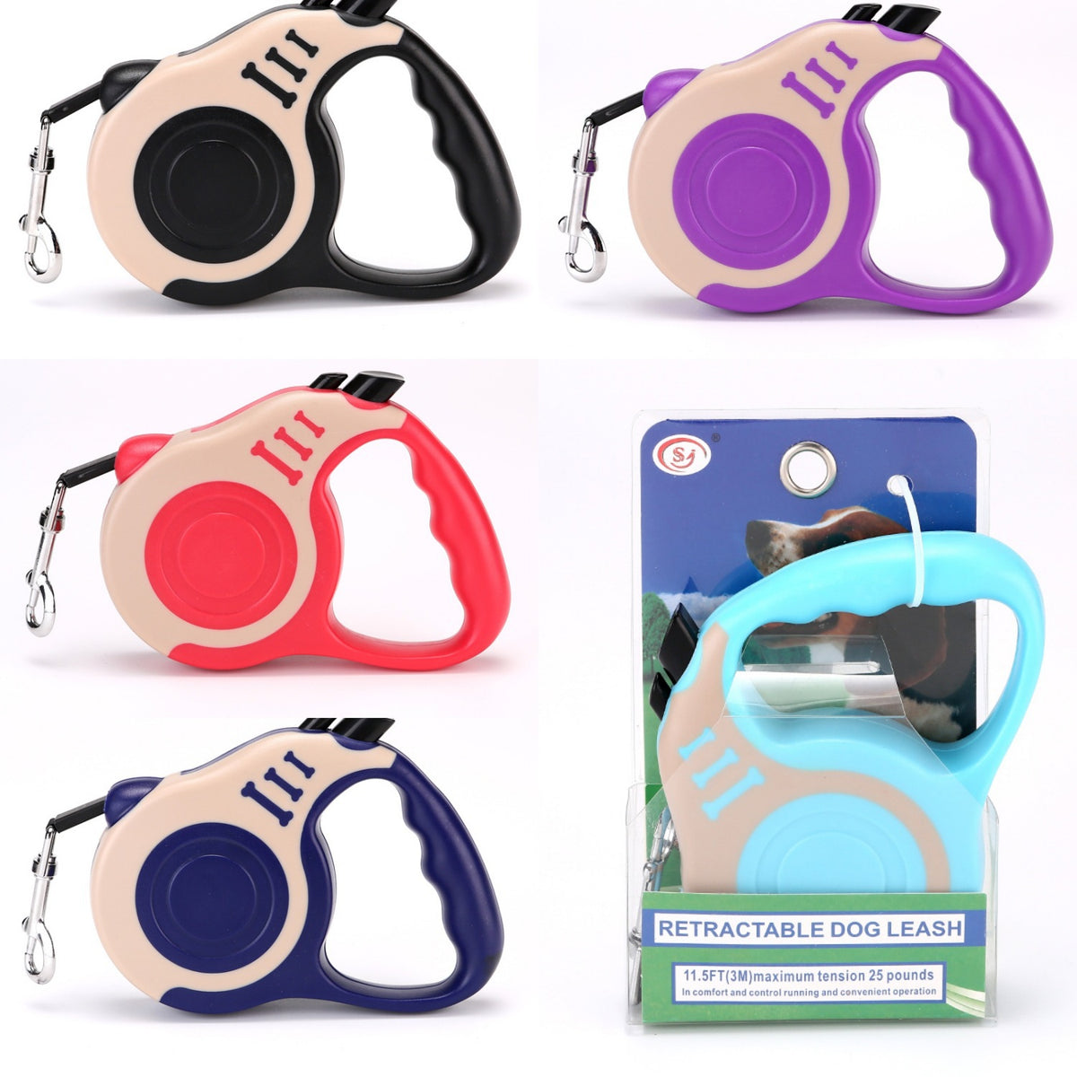 Retractable dog lead with bone print housing, product image 4