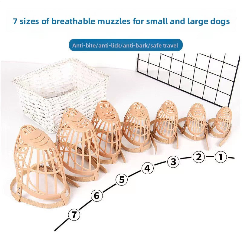 Adjustable breathable plastic dog muzzle with mesh cage, product image 4