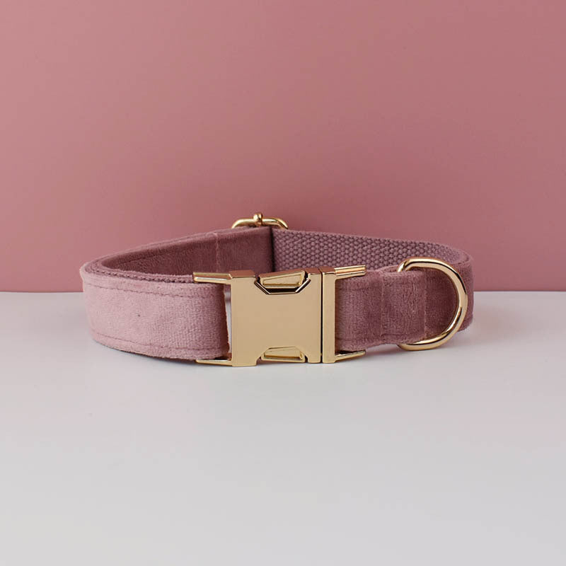 Velvet dog collars in burgundy, purple and white colour options