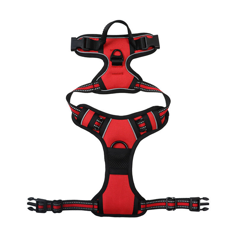 Escape-resistant reflective dog harness in black, product image 1