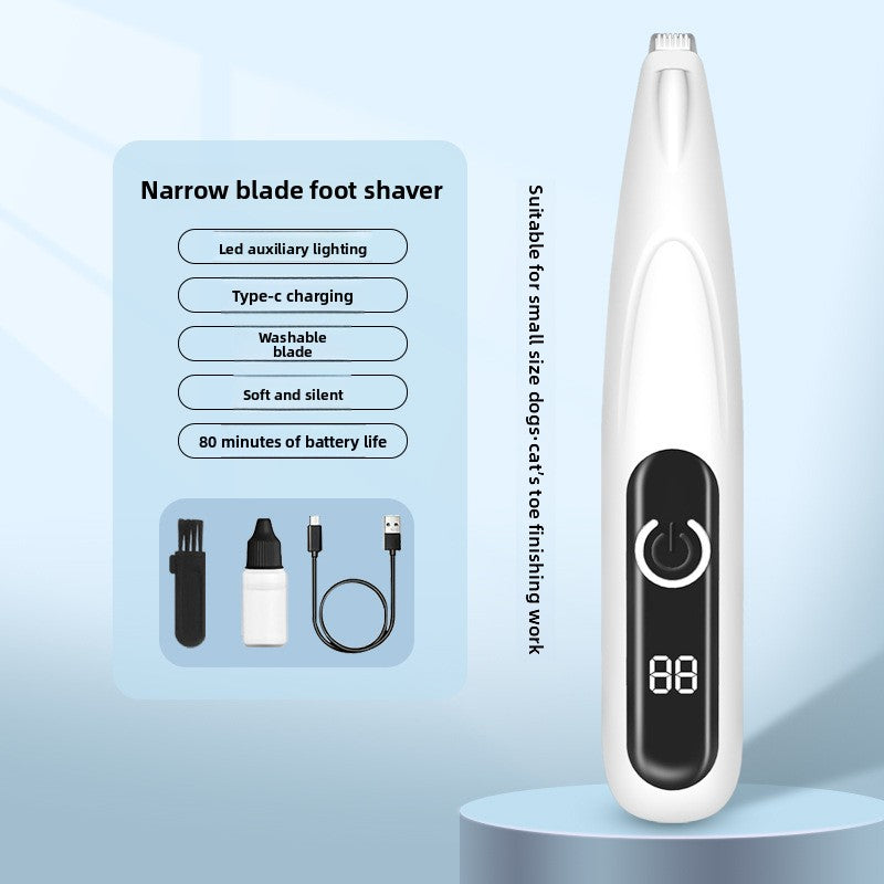 Rechargeable Paw Hair Shaver with LED Light and Ceramic Blade