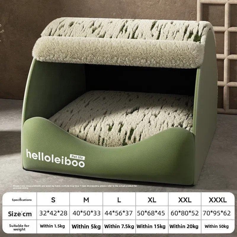 Enclosed pet bed with door curtain and removable pad for cats, photo 19