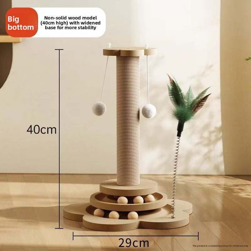 Cartoon cat climbing rack with sisal scratching post in Density Board, 40cm