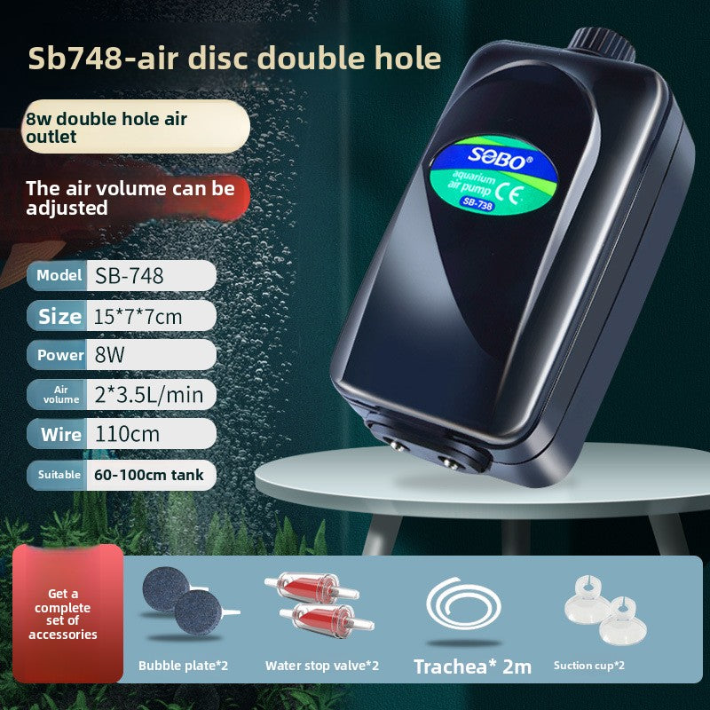 Adjustable quiet aquarium air pump with air stone kit, view 22