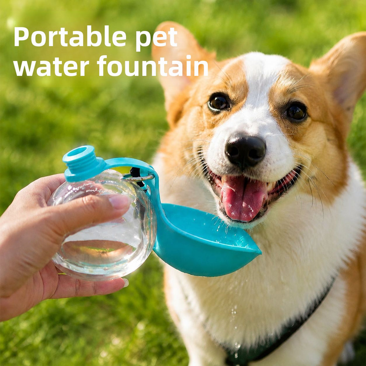 Blue foldable pet travel water cup for dogs, view 1