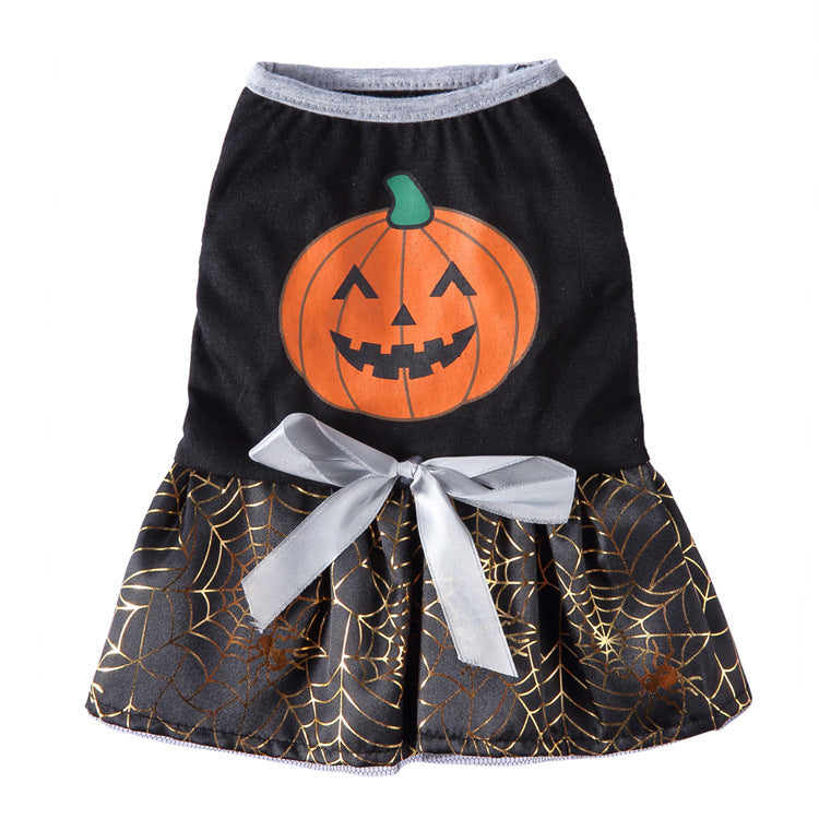 Coral fleece four-leg dog jumpsuit with holiday print in Green Style A, side view