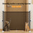Folded mesh pet barrier measuring 180cm wide for storage