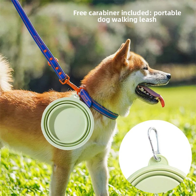 Portable Collapsible Silicone Pet Bowl 350ml with Carry Hook for Outdoor Use