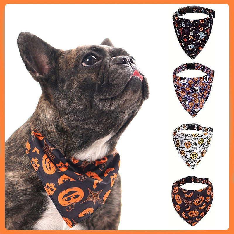Halloween pumpkin bandana collar for dogs and cats in 2 colour options