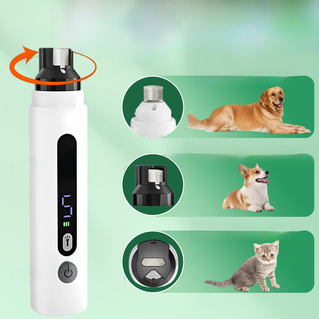 Five-Speed Rechargeable Pet Nail Grinder with Digital Display