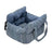 Dark grey padded dog car booster seat bed with strap, view 32