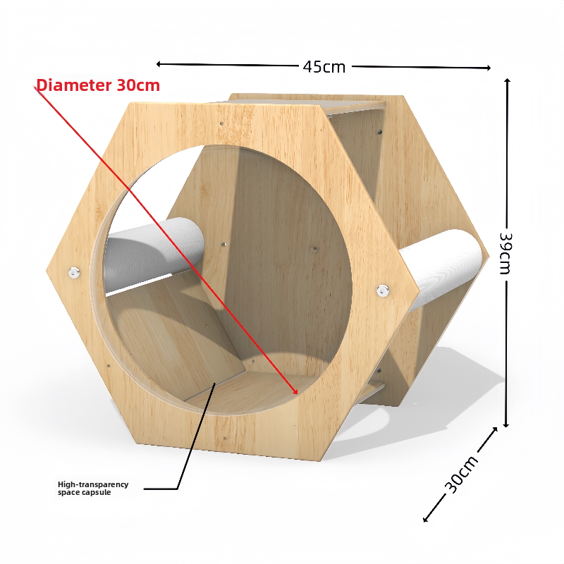 Wall-mounted solid wood cat climbing space capsule module, photo 10